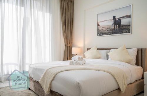 Al Hamra Village Apartment | Beachfront Luxury 1BR Sea View