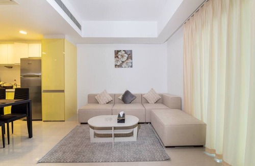Abu Dhabi Apartment | Chic City Escape with Balcony & Pool Access