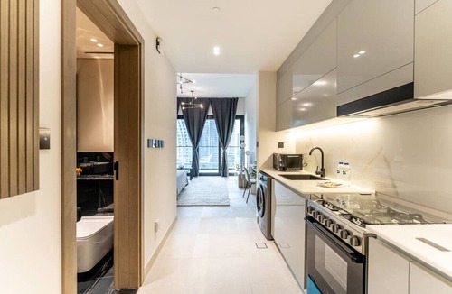 Business Bay Apartment | HAVN - Studio in Business Bay, Burj Khalifa View