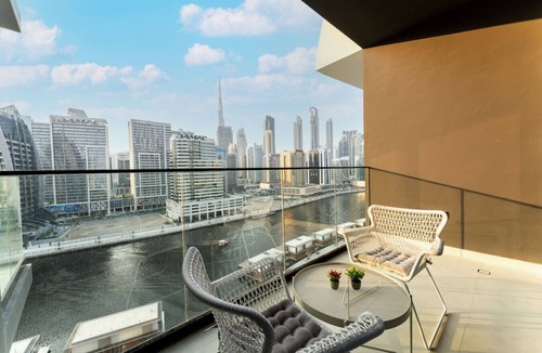 Business Bay Apartment | HAVN - Studio in Business Bay, Burj Khalifa View