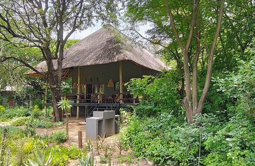 Phalaborwa Villa | Luxury Villa 1 km from Kruger Park veranda overlooking the garden and ponds