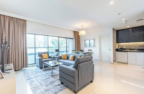 Business Bay Apartment | Modern Business Bay 1BR | Balcony and Pool Views