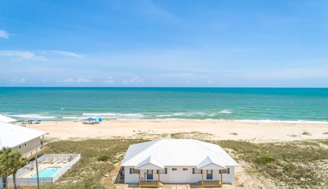 Direct beach front, ground level, 2bed/1bath. Pet friendly, screened in porch.