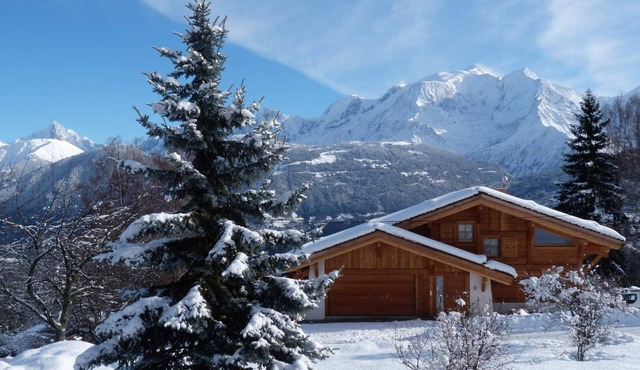 F2 apartment in chalet facing Mont Blanc (pets not allowed) in Combloux