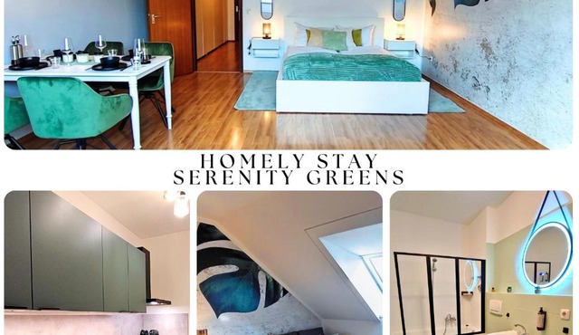 HOMELY STAY Serenity Greens - Stylisch Studio-Apartment with kitchen - 15 min from Central Station-pet friendly in Munich