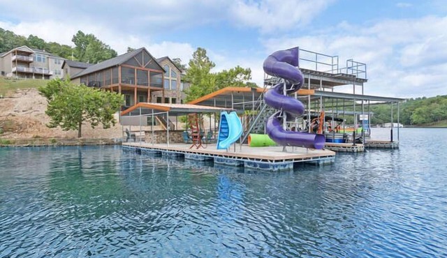 Luxury Home on Cove with Boat Slips, Waterslides, and Jump Deck in Linn Creek