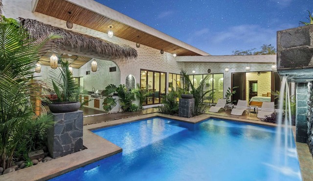Modern Home with Chic Bohemian Style and “Zen” Outdoor Oasis with Swimming Pool and Tiki-Style Dining Space in Potrero