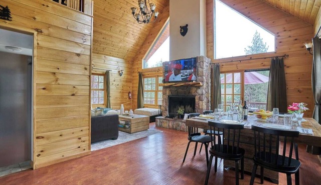 Modern Rustic Escape, Relaxing Deck with Firepit Table - No Better Escape than Our Private Lot - 3BR w/Game Loft, Pac Man tabletop games console! in Big Bear