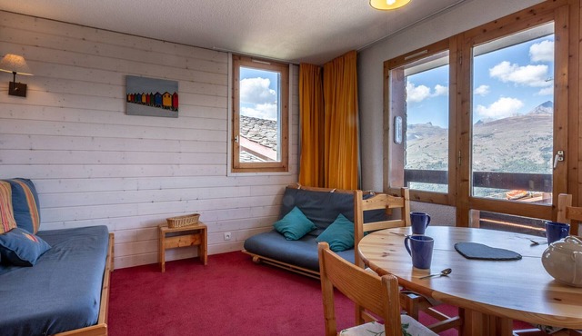 Studio cabin for 3, equipped kitchen, pets allowed, near slopes and shops in La Plagne