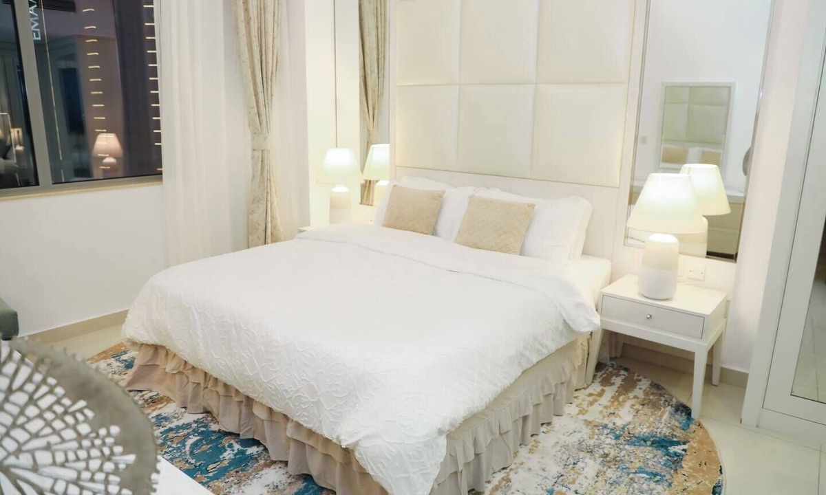 Bur Dubai Apartment | Charming 1 BR Apartment with a fantastic View of The Burj Khalifa