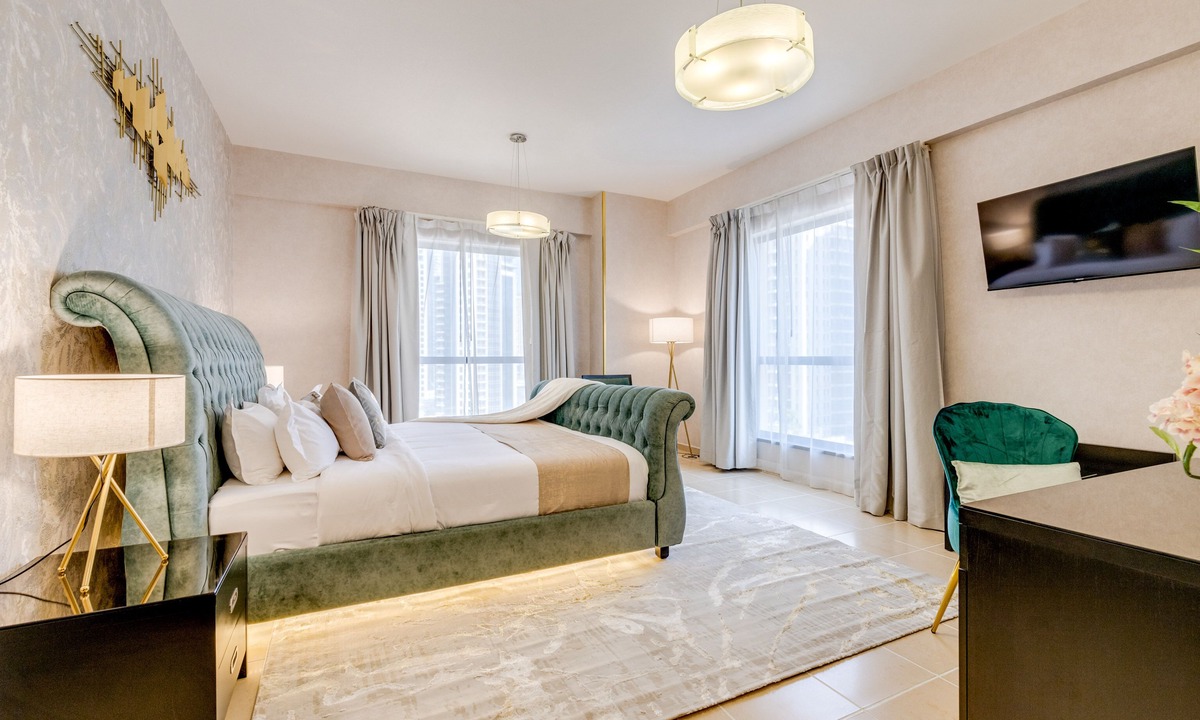 Jumeirah Beach Residence Apartment | GLOBALSTAY. Modern Ap steps to JBR Beach