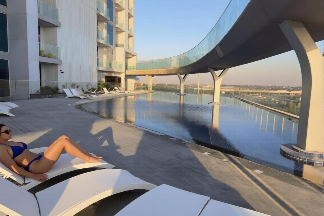 Al Barsha Apartment | Vogue Vacation Homes, Arjan Skyz by Danube near Miracle Garden, One Bedroom Apartment with Balcony, City and Garden View, Access to all Amenities