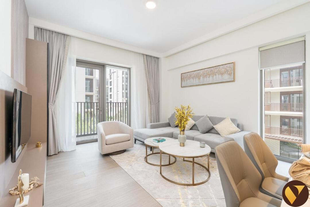Madinat Zayed Apartment | Vogue Vacation Homes, Creek Beach Rosewater Waterfront Living close to Downtown, Burj Khalifa and Dubai mall, Two Bedroom Apartment with Balcony and Vibrant Community View, Private Manmade Beach, Access to all Amenities