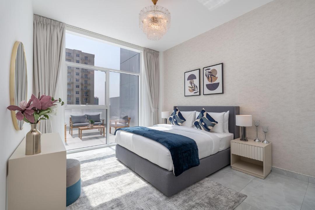 Discovery Gardens Apartment | Vogue Vacation Homes, Al Furjan Pearlz by Danube near Ibn Battuta Mall, One Bedroom Apartment with Terrace and vibrant community view, Access to all Amenities, Walkable to Al Furjan Metro Station