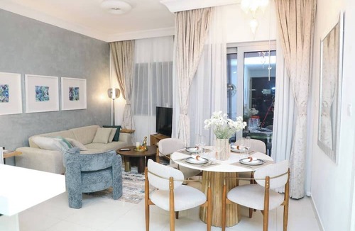Bur Dubai Apartment | Charming 1 BR Apartment with a fantastic View of The Burj Khalifa