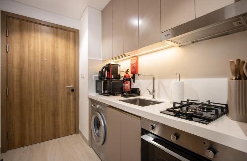 Nad Al Sheba Apartment | Riviera Living, Redefined - Stylish Studio with Pool and Balcony