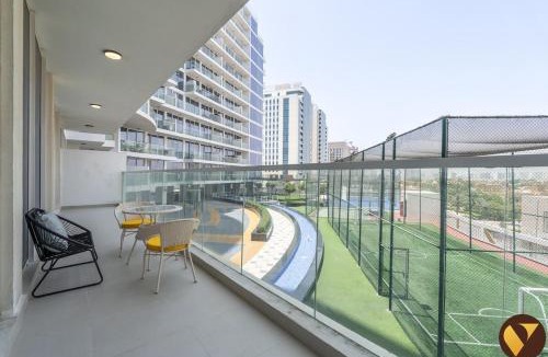 Dubai Apartment | Vogue Vacation Homes, Al Furjan Gemz by Danube near Ibn Battuta Mall, Two Bedroom Apartment with Balcony, Vibrant Community and City View, Access to all amenities