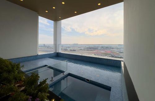 Al Barsha Apartment | Vogue Vacation Homes, Arjan Skyz by Danube near Miracle Garden, One Bedroom Apartment with Balcony and City View, Access to all Amenities