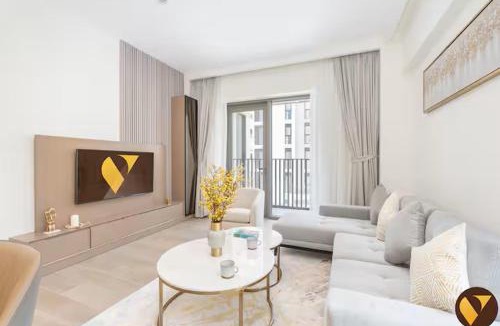 Madinat Zayed Apartment | Vogue Vacation Homes, Creek Beach Rosewater Waterfront Living close to Downtown, Burj Khalifa and Dubai mall, Two Bedroom Apartment with Balcony and Vibrant Community View, Private Manmade Beach, Access to all Amenities