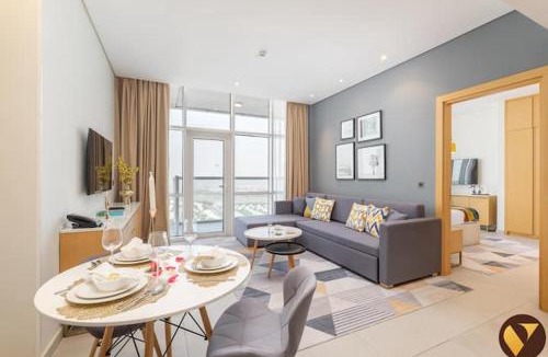 Jumeirah Village Triangle Apartment | Vogue Vacation Homes, Novotel Residences JVT near Springs Souk Mall, One Bedroom Apartment with Large Balcony and Vibrant Community view, Access to all Amenities