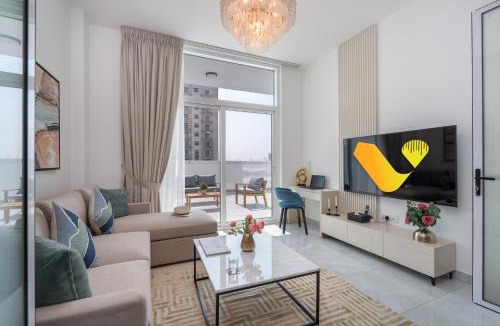 Discovery Gardens Apartment | Vogue Vacation Homes, Al Furjan Pearlz by Danube near Ibn Battuta Mall, One Bedroom Apartment with Terrace and vibrant community view, Access to all Amenities, Walkable to Al Furjan Metro Station