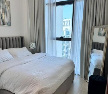 Jadaf Apartment | Burj Khalifa view modern 1BHK with balcony