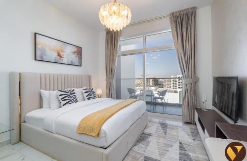Al Barsha Apartment | Vogue Vacation Homes, Arjan Jwelz by Danube near Miracle and Butterfly Garden, Studio Apartment with Balcony and Vibrant Community View, Access to all Amenities